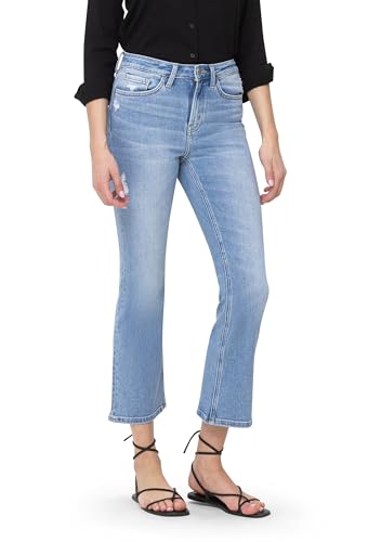 Flying Monkey, High Rise Crop Flare Jeans, Medium Blue2