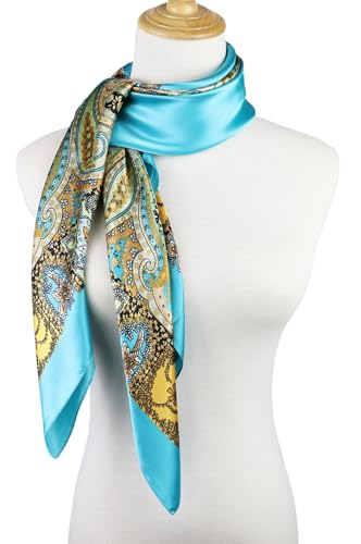 Image of Women's 35 inch Satin Square Silk Like Hair Scarves and Wraps Headscarf for Sleeping | Silk Feel Neckerchief, Hair Scarf, Fashion Bandana, Headscarf, Headband, Hair Wrap Sleeping, Daily Fashion Styling