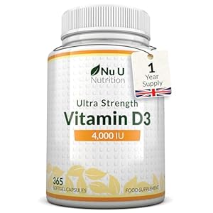 Nu U Nutrition – Vitamin D 4000 IU – 365 Softgel Capsules not Tablets – 1 Year Supply – Quadruple Strength -Easy to Swallow – Vitamin D3 Supplement – Made in The UK