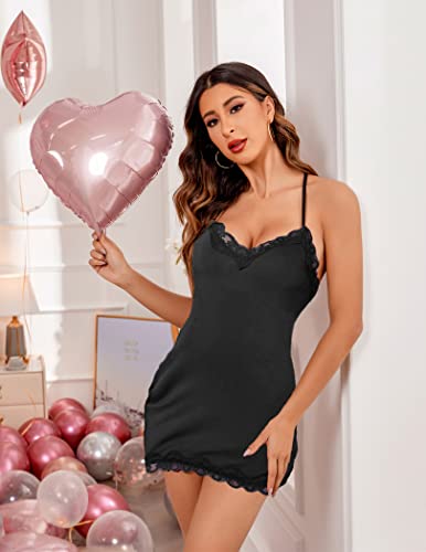 Avidlove Sexy Chemise Nightgown Strappy Sleepwear Black M #TOP2