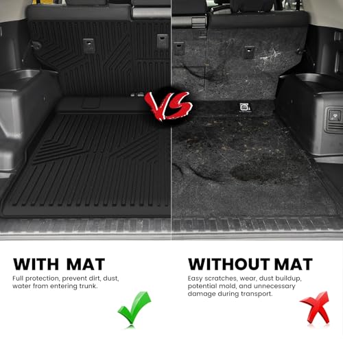 Image of LASFIT Cargo Mat for Toyota 4Runner 2013-2024 (Only Fit 5-Seats) | Fit W /O Sliding Cargo Tray, All Weather Custom Fit Anti-Slip Pet Friendly TPE Trunk & Backrest Mats for 5th Gen 4Runner