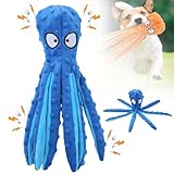 Hundespielzeug Unzerstörbar, 2025 Neu No Stuffing Dog Toys, Hundekauspielzeug Welpenspielzeug Hunde-Quietschspielzeug Krake Quietschspielzeug Intelligenz Hundespielzeug Große Kleine Hunde (Blau)