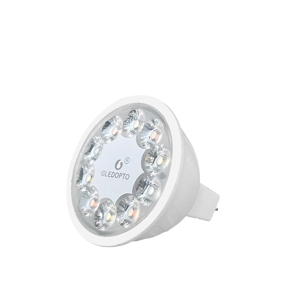 GLEDOPTO GLEDOPTO ZigBee 3.0 Smart 4W MR16 AC/DC 12V RGBCCT Spotlight Pro 25° Beam Angle Color Change Bulb Dimmable Compatible with Hue Bridge Amazon Echo Plus SmartThings App/Voice/RF Remote Control