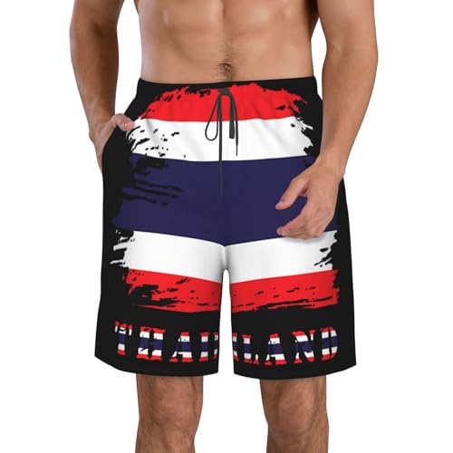 asbwuo Short de Plage pour Homme, léger et décontracté,Motif Drapeau thaïlandais Vintage