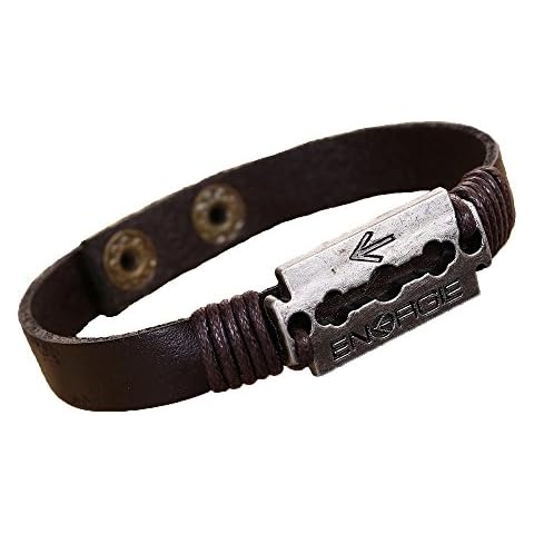 Leather Bracelet, Coffee, for Men Cover