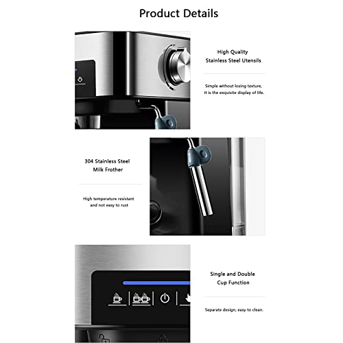 1,6 L Kaffeemaschine, 20 Bar Hochdruckextraktion, 850 W Kaffeemaschine, Kaffeestärke Und Anzahl Der Tassen Frei Einstellbar, Leistungsstarker Milchaufschäumer – Bild 6