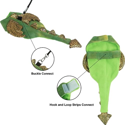Image of Bearded Dragon Harness Leash Set - Halloween Costume Adjustable Lizard Dinosaur Leash Harness with Wing Outdoor Walking Lead Control Rope for Bearded Dragon Reptiles Small Animals (S,Green)