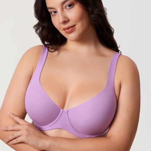 Image of DELIMIRA Women's Confishape Unlined Balconette Bras | Underwire, Supportive, No Padding, Tshirt Bra, Full Coverage, Plus Size