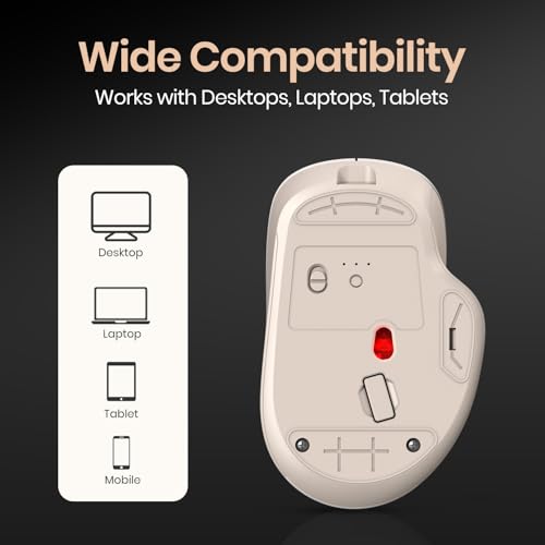 Image of Portronics ToadGo Wireless Rechargeable Bluetooth Mouse with Thumb Rest Support, (Bluetooth + 2.4 GHz) Connectivity, Rechargeable Battery, Adjustable Dpi, Noise-Free Clicking, Wide Compatibility