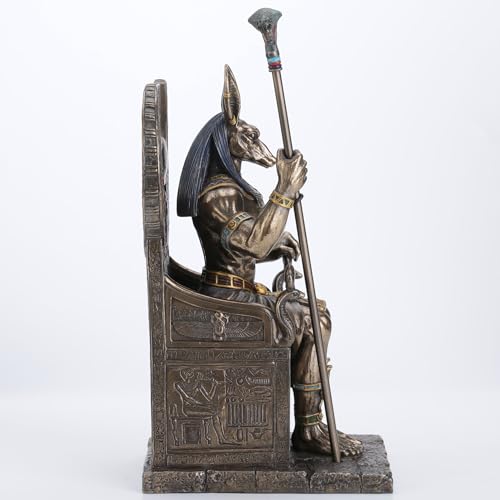 Estatua de Anubis sentado en trono 10.62 in miniatura 4