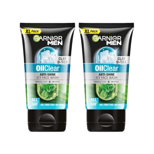 Image of Garnier Men Oil Clear Clay D-Tox Deep Cleansing Icy Face Wash, 155 g (Pack of 2)
