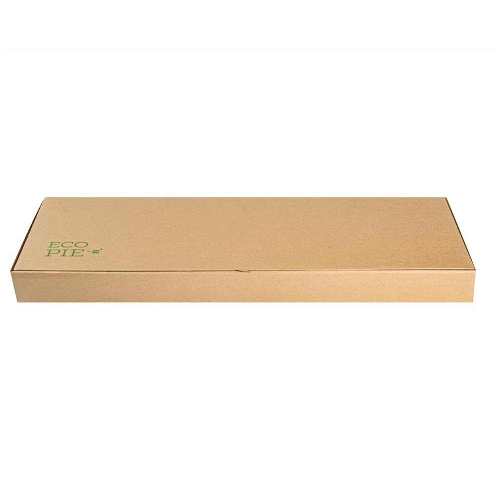 Restaurantware Eco Pie - Cajas de pan plano para llevar de 24 x 12 x 2 pulgadas, 50 cajas de pizza corrugadas resistentes, diseño de flauta, sistema de bloqueo de pestañas, cajas de pizza de papel