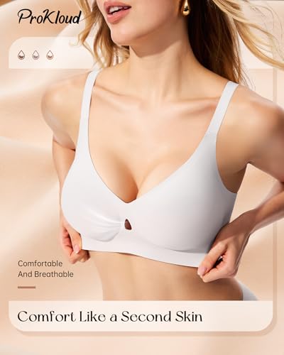 Image of ProKloud Bras for Women No Underwire Wireless Jelly Bras Full Coverage Seamless Push Up Bralettes Support Tshirt Bra