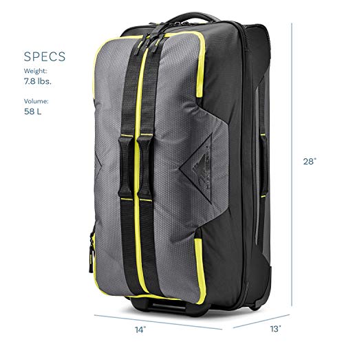 High Sierra Dells Canyon 28-Inch Wheeled Duffel Bag - Large Rolling Duffel Bag - Travel Duffel Bag with Wheels Mercury/Black/Glow
