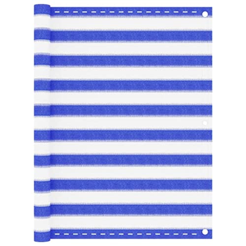 vidaXL Balkon Sichtschutz Bespannung Terrasse Windschutz Sonnenschutz Balkonbespannung Balkonverkleidung Balkonsichtschutz Blau Weiß 120x400cm HDPE
