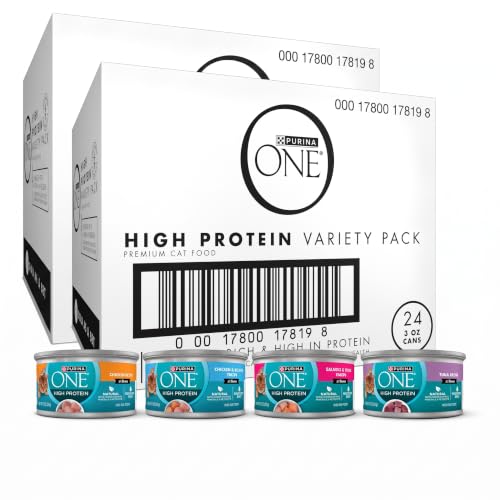 Purina ONE Natural,High Protein Cat Food Variety Pack,Chicken,Tuna,Salmon and Trout Recipes - 3 oz. Cans,(Pack of 48) - image 1