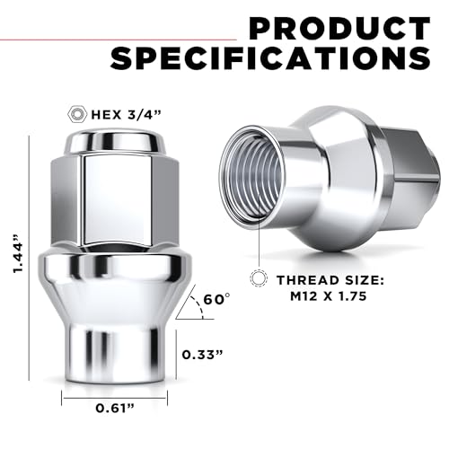 Image of White Knight 7812-4 Chrome M12 x 1.75 ET Bulge Lug Nut, 4 Pack