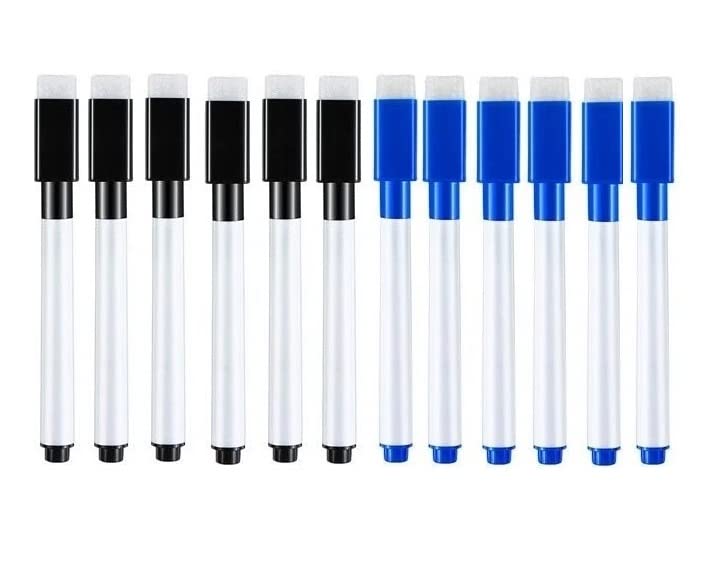 deziine� Set Of 12 Black And Blue Magnetic Whiteboard Pen Erasable Marker Office School Stationery Supplies(6Black & 6Blue)-image-32