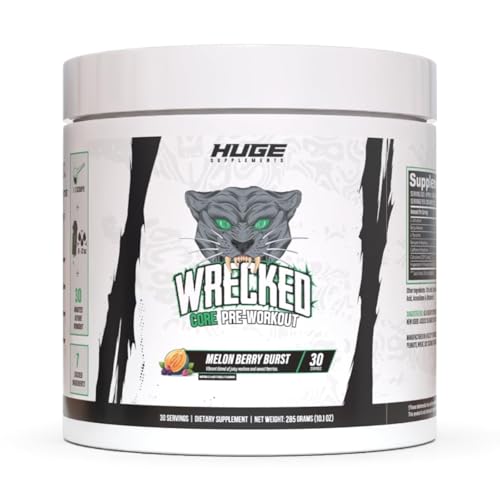Image of Wrecked Core - All-in-One Pre-Workout Supplement for Men & Women, Increase Energy, Focus & Pumps with L-Citrulline, Beta-Alanine, L-Tyrosine & More (30 Servings) (Melon Berry Burst)