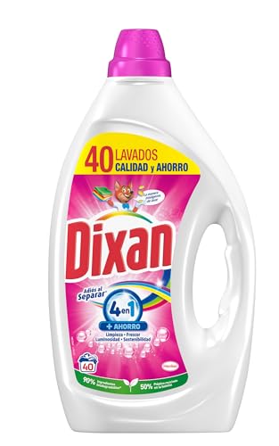Dixan Gel Adiós al Separar Total 4+1, Detergente Líquido para Lavadora 40 Lavados, jabón líquido para la ropa de color. Limpieza, luminosidad, frescor y sostenibilidad, versión antigua