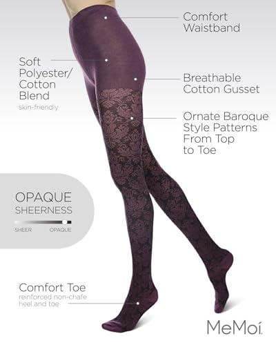 Image of MeMoi Baroque Patterned Cotton Blend Sweater Tights