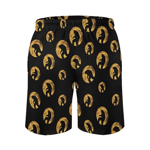 Bigfoot in Moon Mens Swim Trunks Quick Dry Beach Swimming Shorts with Mesh Lining and Pockets4