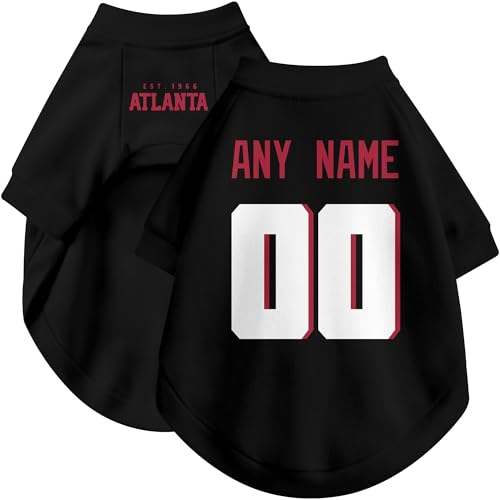 Image of Atlanta Dog Clothes Jersey Style Personalized Pet T Shirt with Custom Name Number for Small Medium Large Dogs