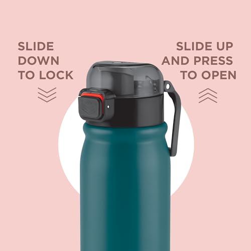 Image of MILTON Reva 750 ISI Certified Stainless Steel Water Bottle with Twin Lid Sip or Gulp, 750ml | Single Wall, BPA-Free, Leakproof | Sturdy Handle | Ideal for Home, Office, Gym & Travel, Teal Blue