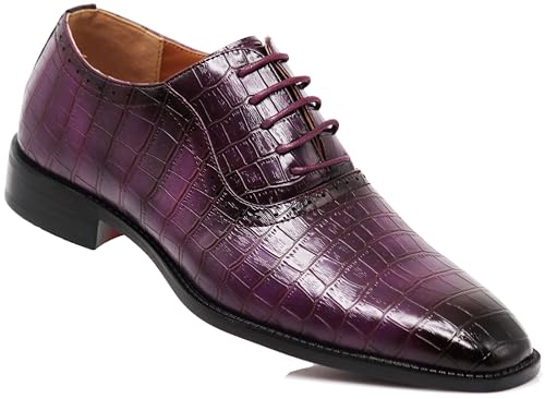 Image of Gator3N Men's Alligator Crocodile Print Oxfords Fashion Lace Up Dress Shoes