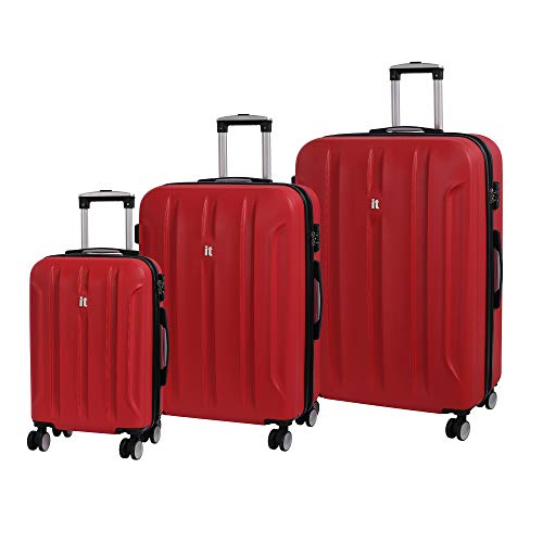 it luggage Proteus 8 Wheel Hardside Single Expander Suitcases with TSA Lock, Racing Red, 3-Piece Set