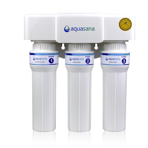 Aquasana Under Sink Water Filter | 3-Stage Max Flow Filtration | Reduces up to 99.99% of 78 Contaminants - PFAS Lead Chlorine Cysts & More | Under Counter Drinking Water Filter | AQ-6300M-NF