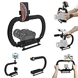 El estabilizador de tercera generación, con diseño de soporte de 2 manos, te permite llevar una cámara réflex digital pesada, que te ayuda a disparar de forma más estable. Avanzado sistema de disparo en ángulos bajos para todas las cámaras DSLR, DV, cámaras compactas, cámaras de acción con una rosca estándar de 1/4".