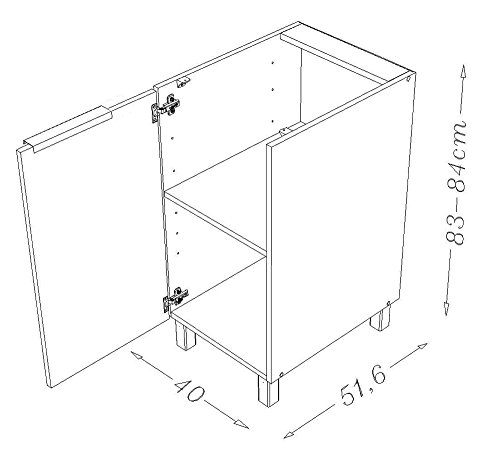 Berlioz Creations CP4BF Unterschrank für Küche mit 1 Tür, aus Esche, 40 x 52 x 83 cm, 100 Prozent französische Herstellung - Image 4