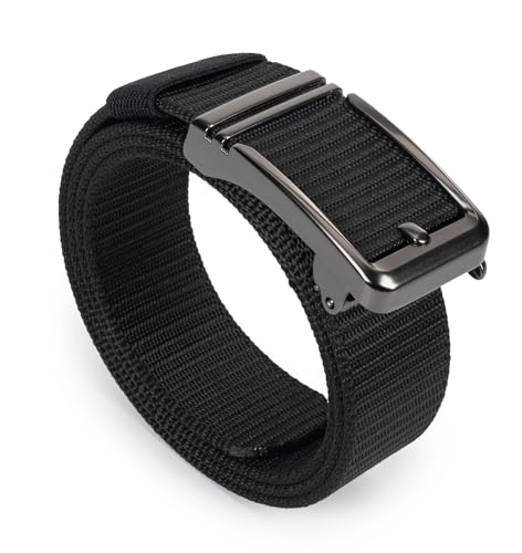 Ratchet Tactical Belt for Men - Nylon Web Work Belt with Auto Slide Buckle for Outdoor Hunting Hiking