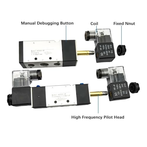 Électrovanne d'air DC12V 5/3 voies modèle 4V330C-10 à centre fermé