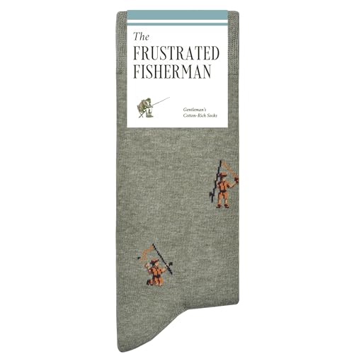 The Athletic Gent The Frustrated Fisherman - Funny Fishing Socks - Funny Fishing Gift for Men - 1 Pair, Size 8 to 13 - Fun Fisherman Socks