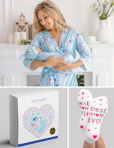 Image of Mommy and Me Robe and Swaddle Set | Maternity Robe Matching Baby Girl, Boy