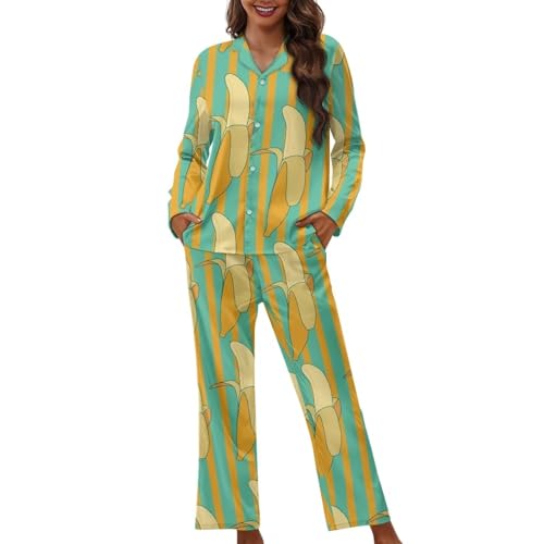Modysero Long Sleeve Collar Neck Pajama Set with Pocket Soft Comfy Graphic Pattern 2 Piece Lounge Set for Women Men3
