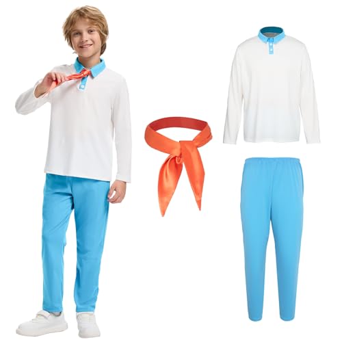 Set de Ropa Halloween Niños Camisa y Pantalón con Bufanda Roja