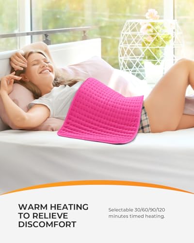 Image of CooCoCo 18 inch x 33 inch Large Heating Pad for Back, FSA Eligible Pink Heating Pad for Period Cramps, Heated Pad, 6 Heat Settings, Auto Off, Moist Heat, Cute Heat Pad for Women Mom Wife Teens