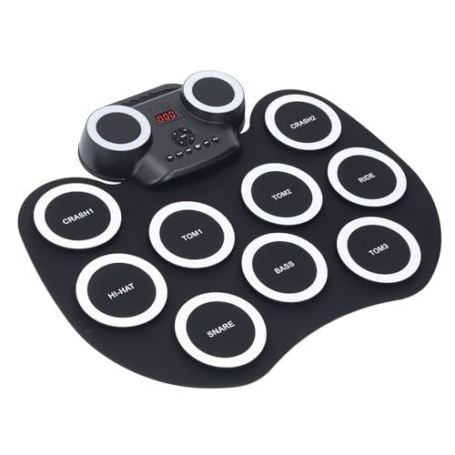 Electric Roll Up Drum, Early Learning MIDI Practice Drum Pad for Holiday (White)