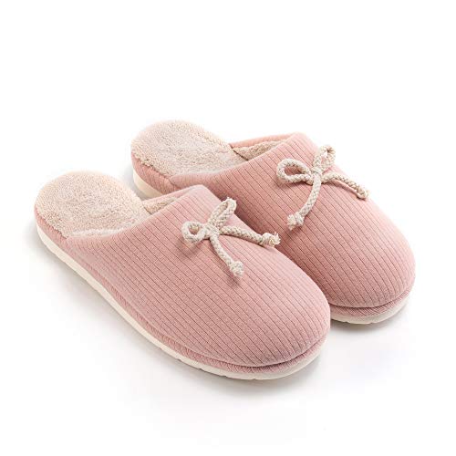 juntop Park West Simple Hogar Interior Invierno Mujer Arco Par Algodón Deslizamiento Antideslizante Grueso Color Sólido Masculino Felpa Zapatillas De Algodón-36