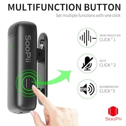 Image of SOOPII Dual Wireless Lavalier Microphone for Android /i-Phone iPad /Type-C Devices | Noise Cancelling Clip-on Mic with Charging Case | Plug & Play Bluetooth Mic for YouTube, Reels, Vlogging, Interviews