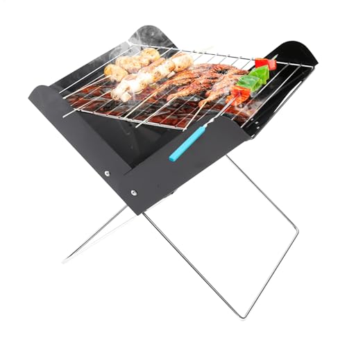 Barbacoa portátil de carbón vegetal, parrilla portátil, barbacoa plegable, resistente metal para escritorio, campamento, equipo de cocina al aire libre, ideas de barbacoa