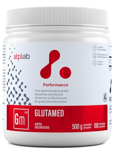 ATP LAB Glutamed, 500g 100-Servings, Unflavored, Pure Glutamine & Glycine Powder - L-Glutamine 4000mg Supplement for Wellness - Supports Digestive Comfort, Immune Function & Post-Workout Renewal