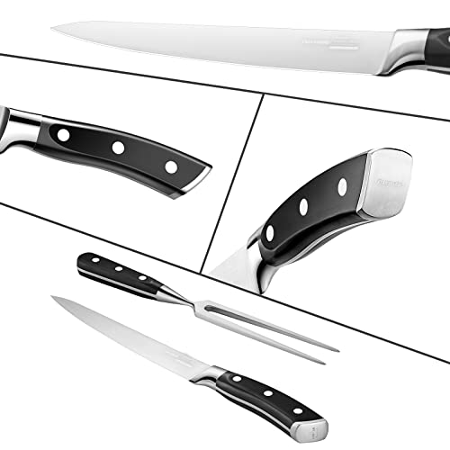 Oaksware Carving Set, 2-Piece Carving Knives Set, Includes 8 Inch German Stainless Steel Slicing Knife And 6 Inch Fork With Ergonomic & Full Tang Handle, Kitchen Knives For Turkey, Bbq, Ham #TOP2