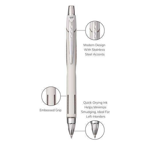 Image of Uni-Ball Jetstream RT Ballpoint Pen, Fine Point (0.7mm), Shell White Barrel, Black Ink, 6 Pens