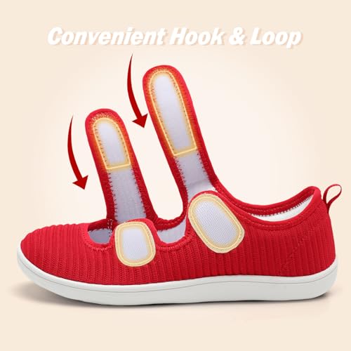 Image of Besroad Womens Walking Shoes Wide Diabetic Shoes Adjustable Barefoot Casual Sneakers Breathable Zero Drop Arthritis Edema Sneakers Indoor Outdoor
