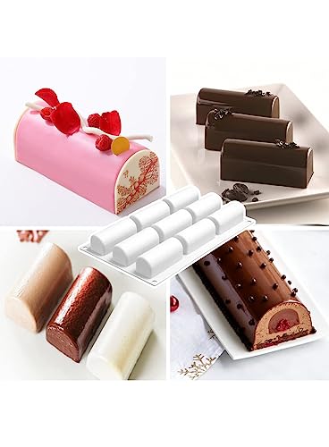 Image of CAKE DECOR 9 Cavity Swiss Roll Log Shape Silicone Mould for Muffin Candy Pastries Jelly Soap DIY Craft Baking Reusable Nonstick Flexible Tray - Multicolor Silicone Mold for Home Use