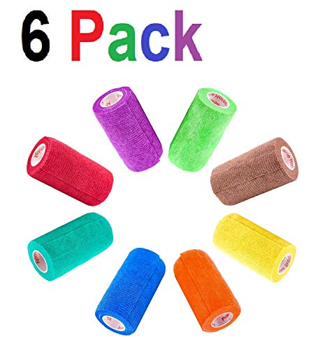 4 Inch Vet Wrap Tape Bulk (Assorted Colors) (Pack of 6) Self Adhesive